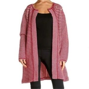 Talbots Red White Knit Merino Wool Cardigan Women’s 1X